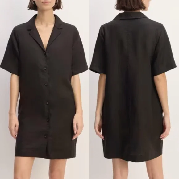 Everlane | Dresses | Everlane The Linen Shirt Dress Black 0 Linen Xxs |  Poshmark